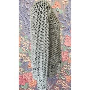 Womens Gray Crochet Knit Sweater Pullover‎ Long Sleeve Casual Top